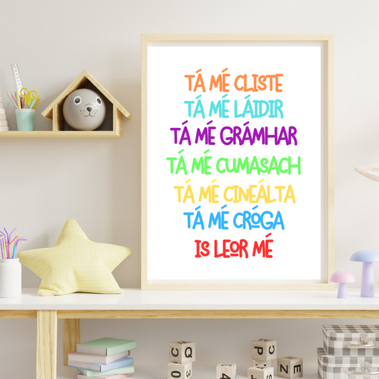 Positive Affirmation Print As Gaeilge | Irish Wall Art | TrixiePix