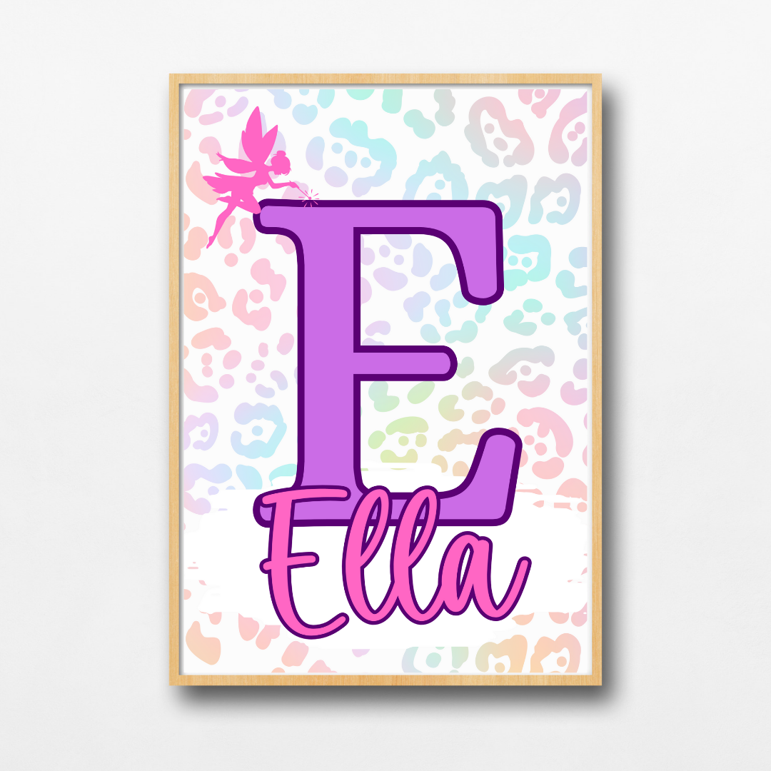 Personalised Leopard Print Name Art | Kids Room Decor | TrixiePix