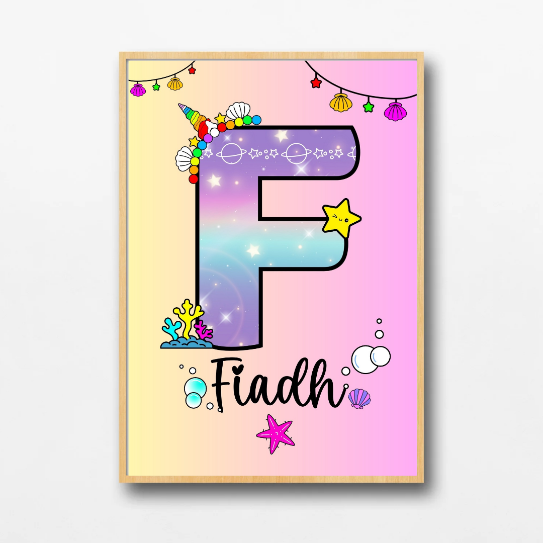 Personalised Under the Sea Print | Girls Wall Art | TrixiePix