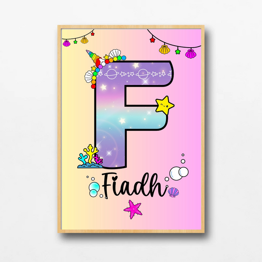 Personalised Under the Sea Print | Girls Wall Art | TrixiePix