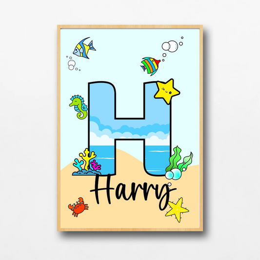 Personalised Under the Sea Print | Boys Wall Art | TrixiePix
