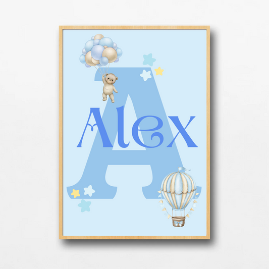 Personalised Balloon Dream Print | Boys Wall Art | TrixiePix