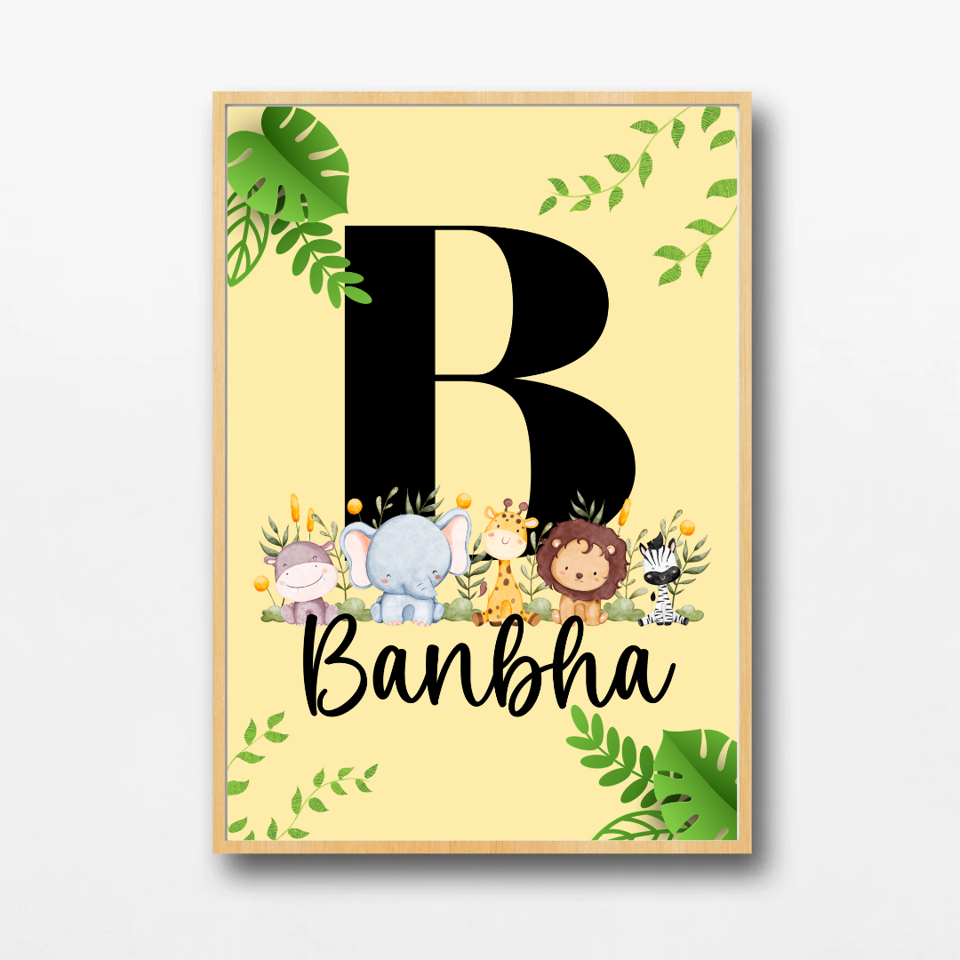 Personalised Jungle Name Print | Kids Wall Art | TrixiePix