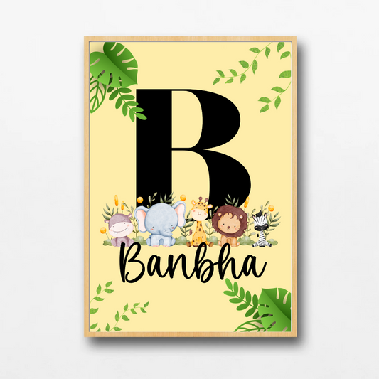 Personalised Jungle Name Print | Kids Wall Art | TrixiePix