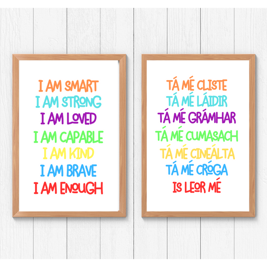 Positive Affirmation Print As Gaeilge | Irish Wall Art | TrixiePix
