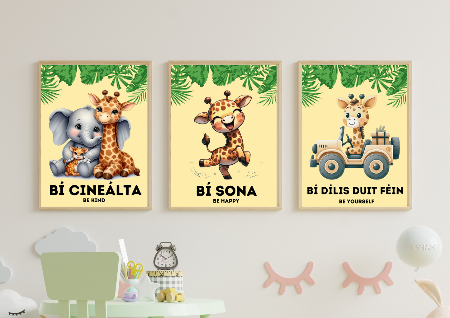 Set of 3 Gaeilge Prints | Irish & English Kids Decor | TrixiePix