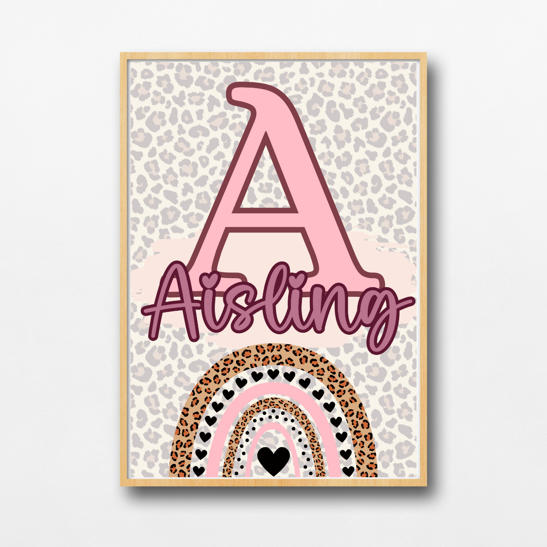 Personalised Leopard Rainbow Print | Kids Wall Art | TrixiePix