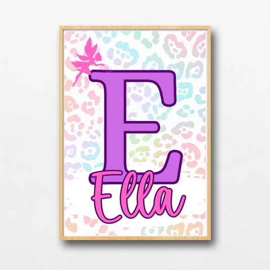 Personalised Leopard Print Name Art | Kids Room Decor | TrixiePix