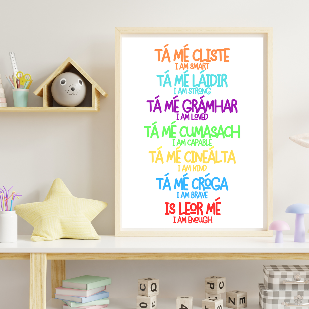 Positive Affirmation Print As Gaeilge | Irish Gift | TrixiePix