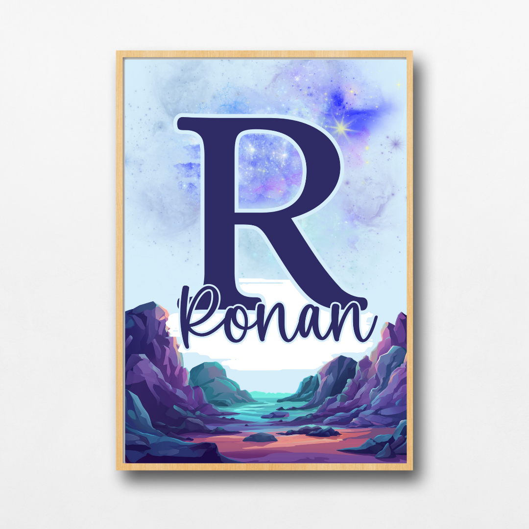 Personalised Galaxy Name Print | Space Theme Kids Art | TrixiePix